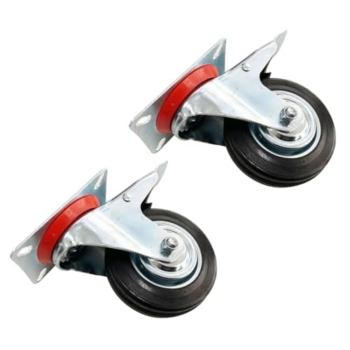Image of Dunnet Tools 2pc 125mm Heavy Duty Swivel Castor Wheels With Brakes 140kg Max Load Trolley Wheels 360 Degree Swivel Casters Multi Surface Solid Rubber Furniture Castors Indoor And Outdoor