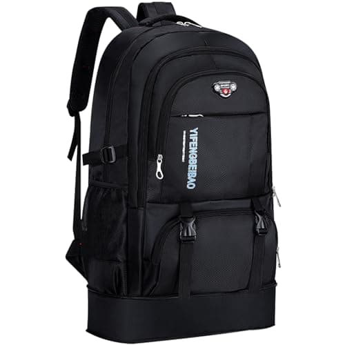 Image of Wesoke 65L Hiking Backpack Black, Expandable Travel Hiking Daypacks, Large Camping Backpack for Men Women, Foldable Lightweight Outdoor Sport Backpacking Backpack for Climbing Touringr, Black