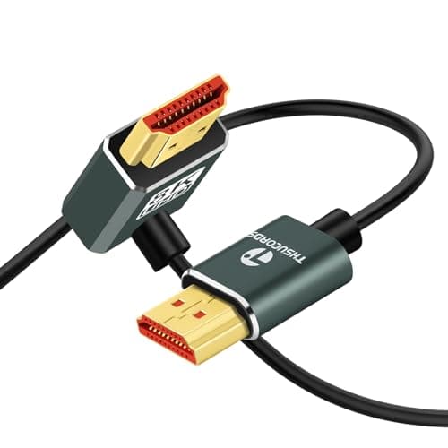 Image of Thsucords Ultra Thin 8K HDMI 2.1 90 Degree Down Angle Cable 0.5M, Flexible Slim High Speed Cord Support 4K@120Hz 8K@60Hz Compatible with Roku TV/HDTV/PS5/Blu-ray