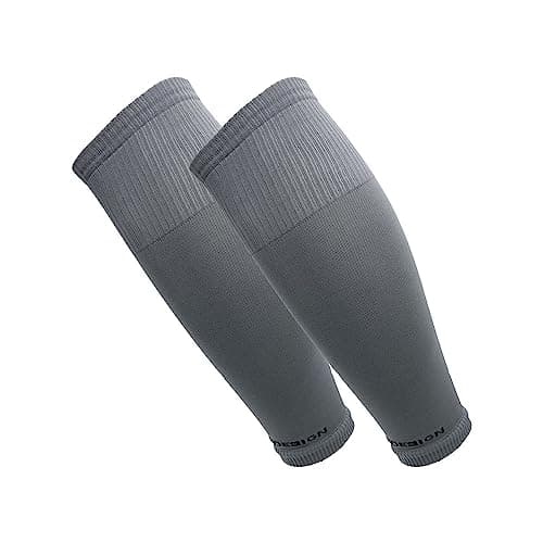 Image of Tapedesign - "TUBES 1 Pair of Football Sleeves (Footless) in Grey for Men, Women & Youth (Size 5-14) - Soccer Leg & Calf Socks for Shin Guards - Adults & Kids Long Shin Guard Cover (OneSize)