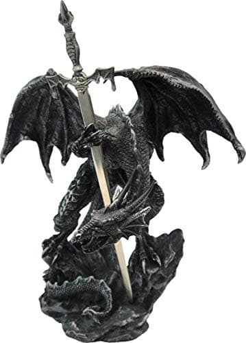 Image of Nemesis Now Black Dragon Sword 22.5cm Letter Opener, Resin