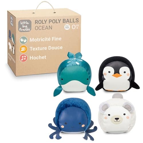Image of Little Big Friends Roly Poly Balls | Sensory Ball Toy for Baby, Set of 4 | Ocean Theme