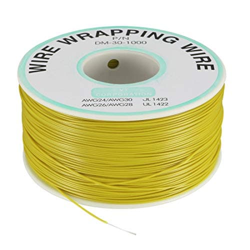 Image of uxcell OK Wire Tin Plated Copper Cord Wire Wrapping P/N DM-30-1000 30 AWG 820ft Length Yellow
