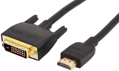 Image of Amazon Basics HDMI-A to DVI (Male) Adapter Cable, Bi-Directional 1080P, Gold-Plated, 1.8 m, Single Pack for Television, Black