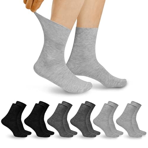 Image of Aomig Men's Extra Wide Loose Fitting Diabetic Socks, 6 Pairs Smart Durable Sock for Big Foot Non Elastic Cuff Soft Comfort, Diabetic Socks for Swollen Feet Ankles Legs Smooth Toe With Stretch Seamless
