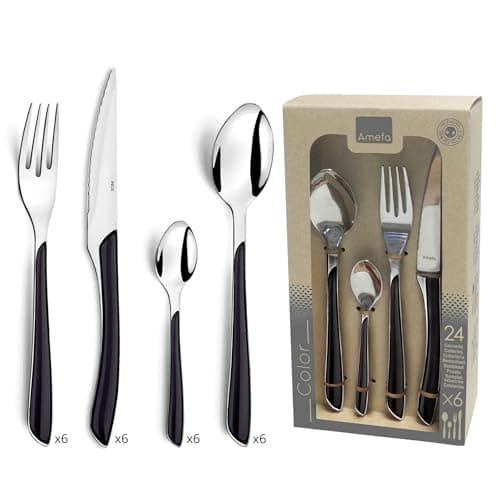 Image of Amefa ECLAT Black 24 Piece Cutlery Set, 6 People