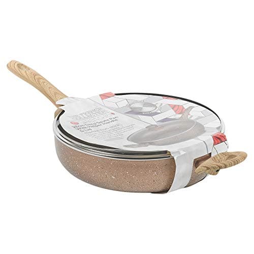 Image of Ceramic Rose Gold Induction Cooking Pots Pans Frying Pan Cookware Set (28cm Deep Sauté Pan)