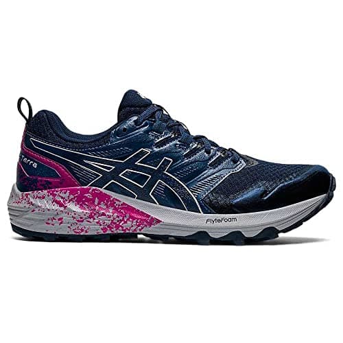 Image of ASICS Women's Shoes Outdoor Gel Trabuco Terra Running Shoes Synthetic Combination Hiking Trekking Patterned Running Training Sports, Navy, 10 UK