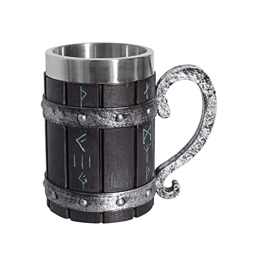 Image of JASOLYI Viking Beer Mug Tankard for Men,600ML Viking Drinking Cup with Stainless Steel Liner,Party Resin Beer Stein Tankard Coffee Mug Tea Cup,Xmas Gifts for Men Father's Day Birthday