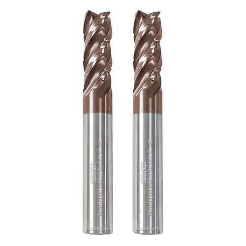 Image of WEXWE Tools Carbide Roughing End Mill with Notch Groove Square Carbide End Mills for Generral Steel,Alloy Steel,Cast Iron, Hardened Steel Cutting- 4 Flute Cutting Tools 3/8 Shank (3/8-2.5" 2PCS)