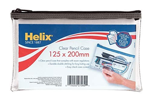 Image of Helix Small Clear Pencil Case (Pack of 12 in Assorted Colours)