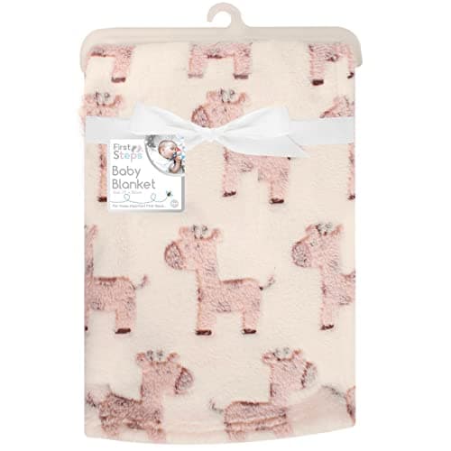 Image of First Steps Luxury Soft Fleece Baby Blanket with Cute Giraffe Design 75 x 100cm for Babies from Newborn