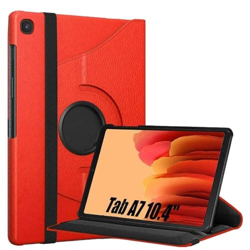 Image of World biz 360° Rotate Case for Galaxy Tab A7 10.4” Case 2022 2020 (SM-T500/ T503/ T505/ T507/T509), Slim Rotation Cover with PC Hard Back Shell Auto Wake/Sleep Function Galaxy Tab A7 (Red)