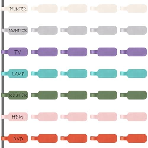 Image of Trilancer Cable Cord Labels Large Size, for Organizing Wires and Identification, Multicolored Handwriting Cable Tags, Reusable with Multiple Uses - 35 PCS