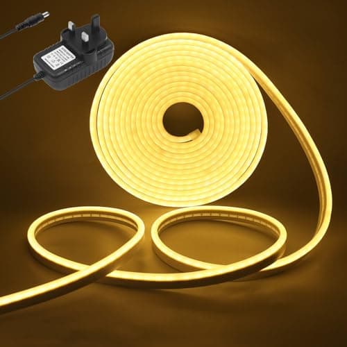 Image of Wisada 12V LED Neon Strip Light [3M,Warm White 3000-3500K],Outdoor Waterproof LED Fairy Lights CRI85+,SMD2835 Flexible Silicone LED Rope Light,Suitable for Bedroom Kitchen Living Room DIY Decoration