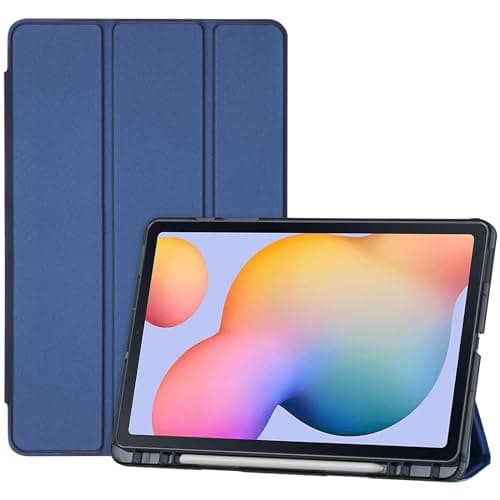 Image of ProCase Case for Galaxy Tab S6 Lite 10.4 2024 2022 2020(SM-P620/P625/P613/P619/P615/P610), Trifold Stand Folio Soft TPU Translucent Back Cover with S Pen Holder Support Auto Wake/Sleep -Navy