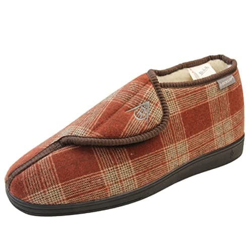 Image of Dunlop Mens Adjustable Quick Easy Touch Fastening Orthopaedic Boot Slippers - Washable Hook and Loop Cosy Winter Bootie Slippers Men Size 9 UK