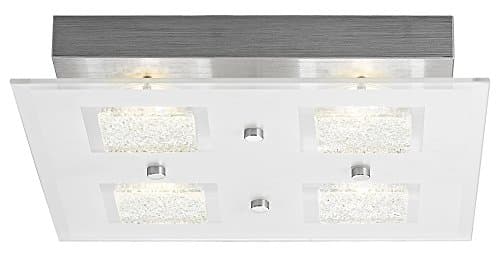 Image of Happy Homewares Modern Chrome Square LED Bathroom Light with Clear/Frosted Glass Plate