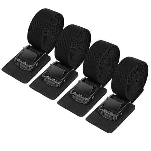 Image of URAQT Adjustable Tie Down Straps, 4 Pack, 2mx25mm Ratchet Tie Down Strap, Heavy Duty Tensioning Belts with Anti-Scratch Pad, Cargo Straps for Motorcycle, Cargo, Trucks, Trailer, Luggage, Black