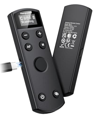 Image of Hanpusen Rechargeable Camera Remote Control for Canon - Wireless Shutter Release with OLED Screen Compatible with R8, R6 II, R100, R50, R10, M50, SL3, R3, R5, R6, RP, R;Replaces Canon BR-E1(Black)