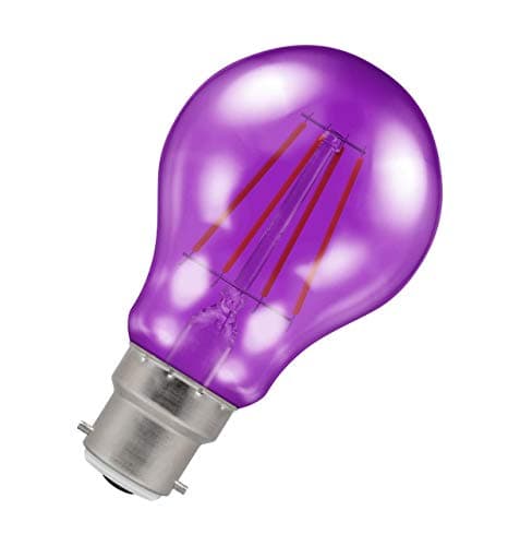 Image of Crompton Lamps Purple LED GLS Light Bulb 4.5W B22 Harlequin | IP65 Outdoor Lights LED Bulbs | Energy-Saving Replacement for 25W Bulbs | 15,000 Hours Life | for Festoon Lights Outdoor