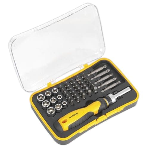 Image of Sealey S0979 Ratchet Screwdriver Socket and Bit Set ,Silver, 45 Pieces