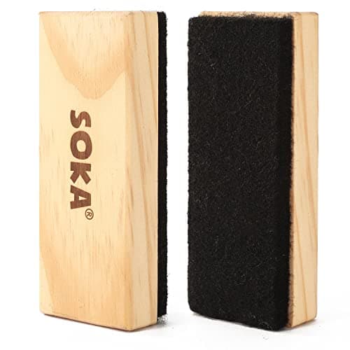 Image of SOKA Chalkboard Premium Wool Felt Eraser with Solid-Wood Handle Campus Style Cleaner Blackboard Whiteboard School Office Kitchen Homeschooling for Teachers Kids Children Girls Boys