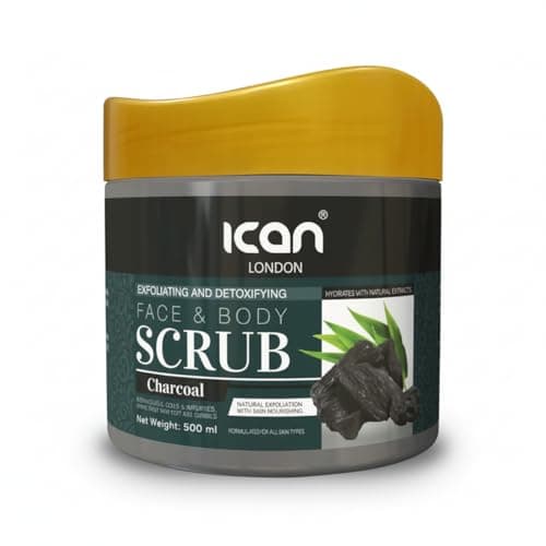 Image of ICan London Charcoal Face and Body Scrub, Exfoliating and Detoxifying, 500ml