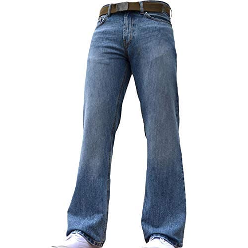 Image of BNWT New Mens Wide Leg Bootcut Flared Blue Heavy Denim Jeans All Waist & Sizes Light Blue 38W X 34L