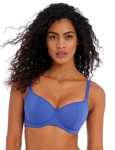 Image of Freya Jewel Cove Sweetheart Bikini Top Plain Azure Blue 34D