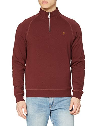 Image of Farah Men's Jim 1/4 Zip Sweatshirt, Red, M UK