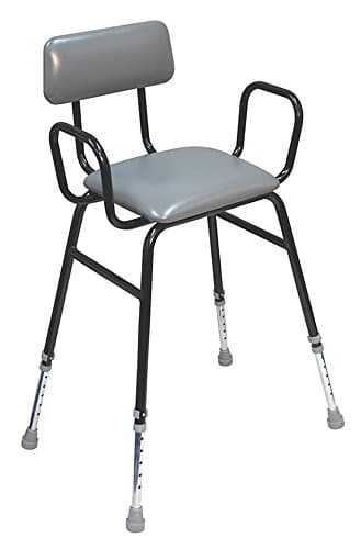 Image of Aidapt Height Adjustable Perching Stool With Padded Seat and Safety Arms and Padded Back For Elderly for Users with Limited Mobility