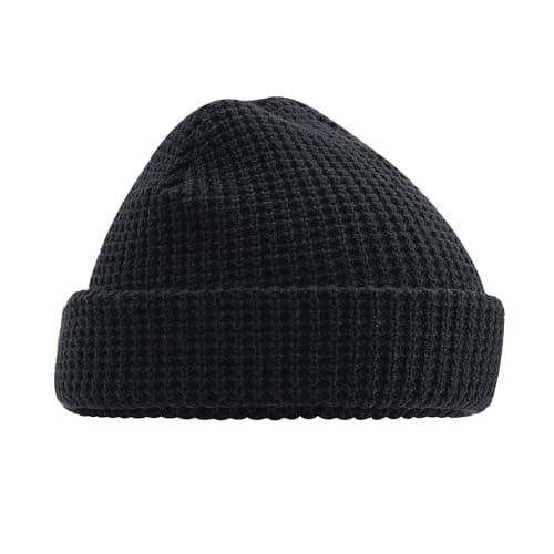 Image of Beechfield - Cuffed Design - Classic Waffle Knit Beanie - Black