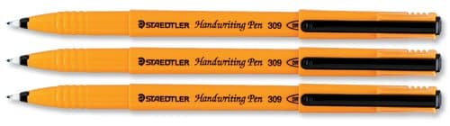 Image of Staedtler 309-3 309 Handwriting Pen Fibre Tipped 0.8mm Tip 0.6mm Line Pack 3 - Black ink