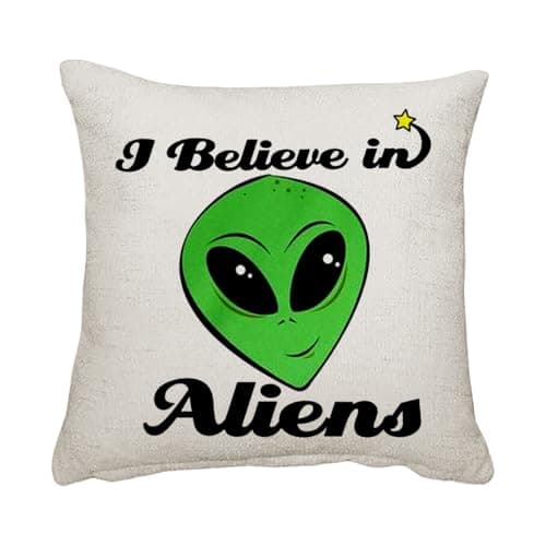 Image of I Believe in Aliens, Space Alien Fans Gift, Sofa decor, Home Décor, Linen Throw Pillow/Cushion. (Linen Cushion Cover With Insert)