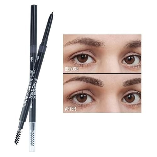 Image of PHOERA Ultra Slim Eyebrow Liner Pencil With Brow Brush AQUAPURITY Fill & Sculpt Eyebrow Definer Natural Looking Brows Long Lasting (104 DARK BRUNETTE)