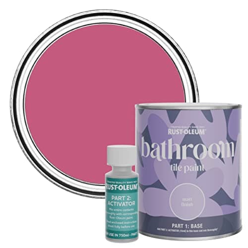 Image of Rust-Oleum Pink Water-Resistant Bathroom Tile Paint in Matt Finish - Raspberry Ripple 750ml