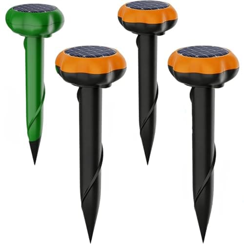 Image of Solar Mole Repellent,4 Pack Ultrasonic Solar Power Animals Repeller,Mole Stopper Scare Vole for Lawn Garden & Yard Home - Groundhog Repeller Snake Rodent Gopher Spikes Chaser Pest Odstraszacz