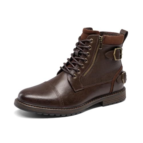 Image of Bruno Marc Men's Motorcycle Boots - Classic Comfort,Size 11,Brown,BMUMAB2514