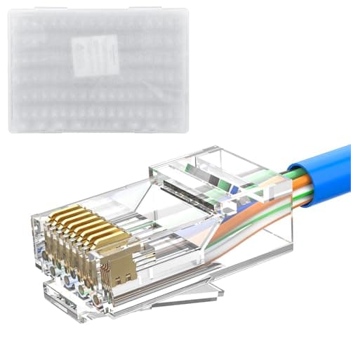 Image of MOGOOD RJ45 Connectors, 50-PACK Cat6 RJ45 Connectors Unshielded Modular Plug (Cat6 Connector/RJ45 Modular Plugs/Ethernet Connector) for Solid or Stranded UTP Cable