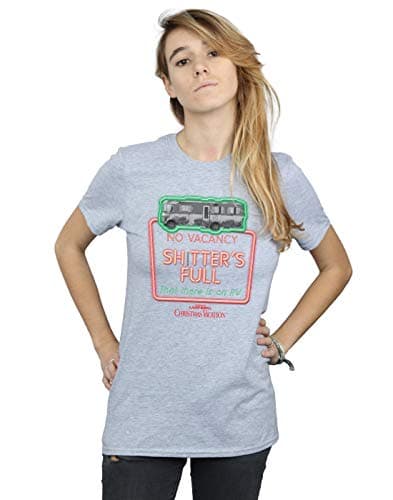Image of National Lampoon's Christmas Vacation Women's Greyscale No Vacancy Boyfriend Fit T-Shirt Medium Sport Grey
