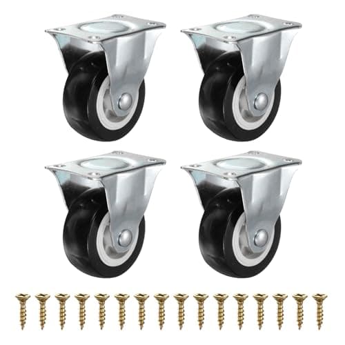 Image of PATIKIL 2 Inch Fixed Caster Wheels, PVC No Bearing Small Non-Swivel Casters Wheels for Furniture Drawers Storage Bins DIY Project - 4pcs (Black)