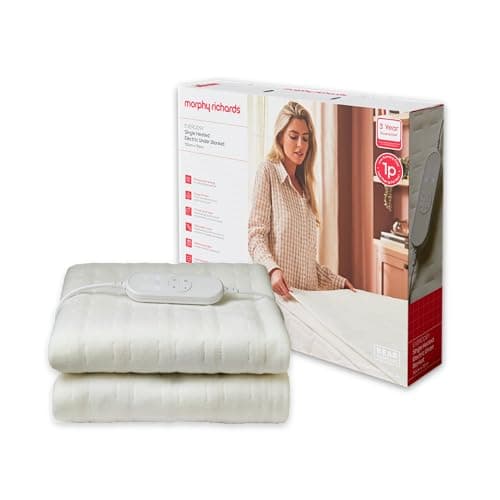 Image of Morphy Richards EverCosy Electric Under Blanket, Single, 150x70cm, For Back Pain and Cold Nights, 9 Heat Settings, 9hr Timer, BEAB Approved, 1p/hr Cost, Machine Washable, Reversible, 600120