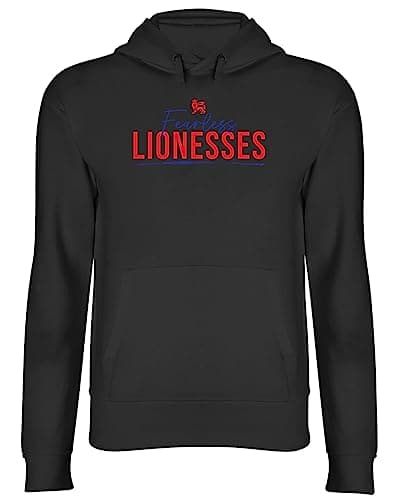 Image of Shopagift England Football Hoodie Unisex Fearless Lionesses Fans Hoody Gift Hooded Top Black