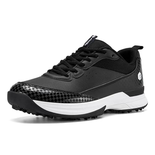 Image of FitVille Men's Golf Shoes Extra Wide Fit Spiked Golf Shoes Comfortable Non Slip Outdoor Casual Sneakers Trainers Black