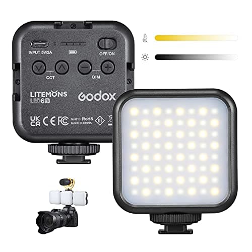 Image of Godox LITEMONS LED6Bi Mini LED Video Light, CRI95 3200K-6500K Adjustable LED Camera Light, 1800mAh Rechargeable Photography Panel Light for Video Conferencing, Zoom Calls