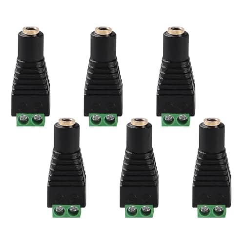 Image of KUOQIY 6 PCS 3.5mm Screw Terminal, 3.5mm TS Mono Female to 2 Pin Female Screw Terminal, AUX Headphone Balun Solderless Converter Adapter with Screwdriver