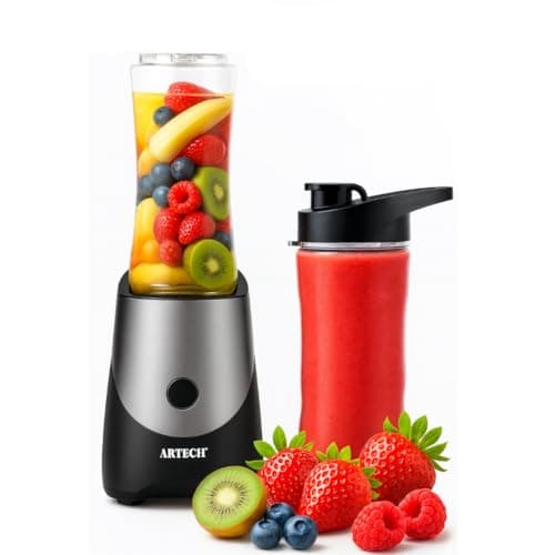 Image of Trendi Personal Blender 300W – Portable Smoothie Maker with 2×600ml Bottles | One-Touch Mini Blender for Shakes, Juices & Protein | Compact Travel Design with Stainless Steel Blades (Black)