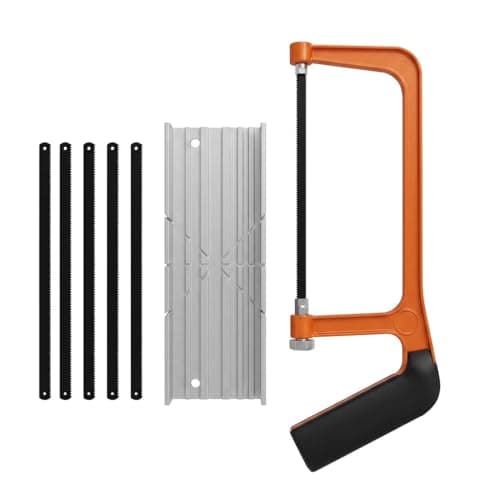 Image of 6 Inch Mini Hacksaw and Mitre Box Set with 5 Carbon Steel Replacement Blades, Professional Hack Saw for Metal Cutting, Small Hand Saw for Woodworking DIY, Adjustable Junior Hack Saw to Cut Metal