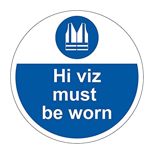 Image of 400mm Self-Adhesive Hi-Vis Must Be Worn Floor Sticker - Durable Anti-Slip Vinyl PPE Safety Sign for Construction & Industrial Sites, Easy Peel & Stick Installation